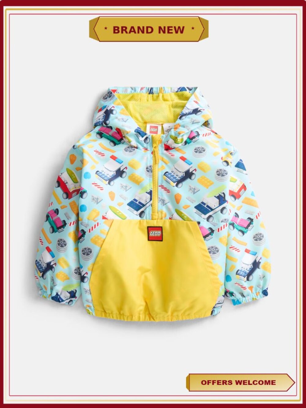 Toddler LEGO Windbreaker Pullover Jacket Half-Zip Mesh-Lined